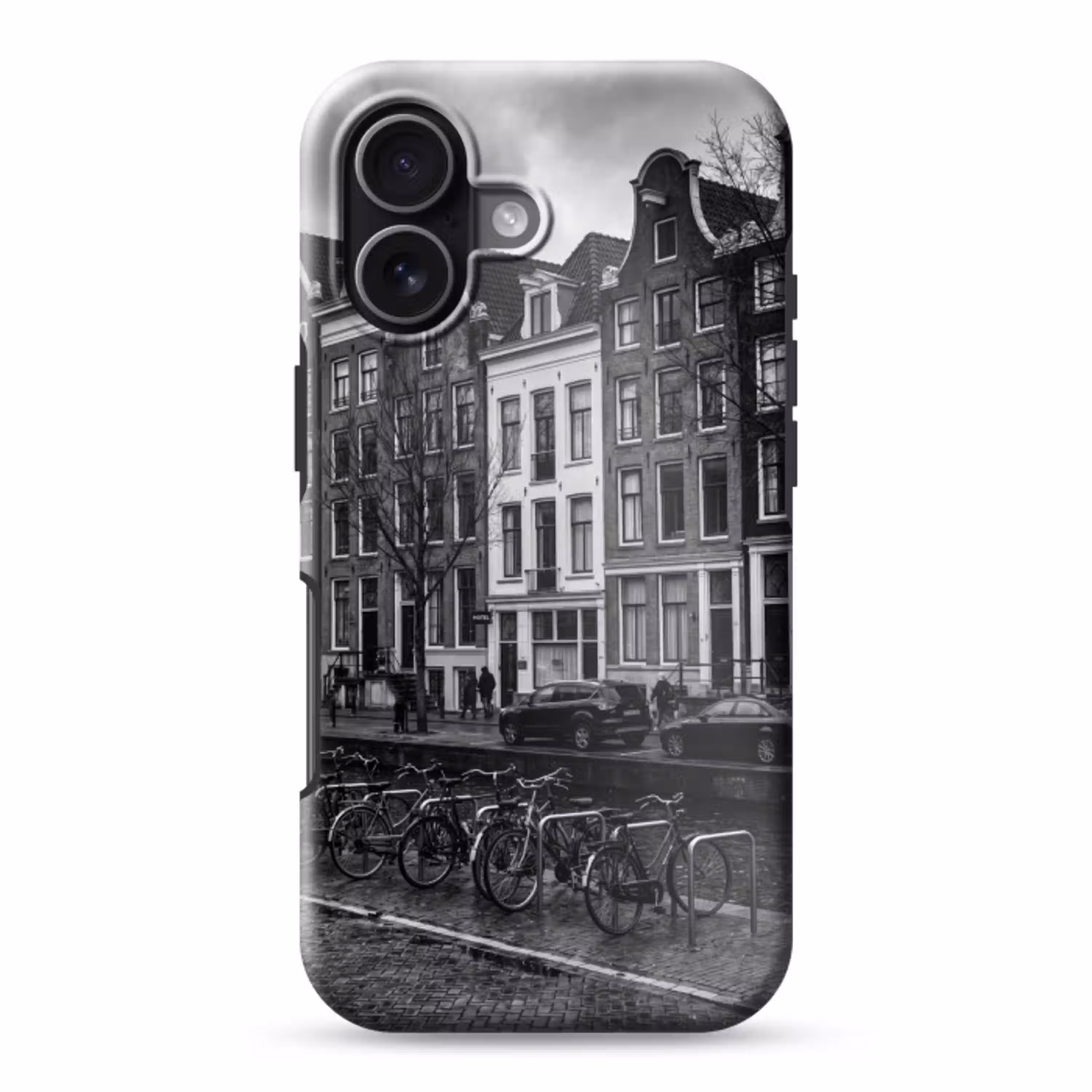 Huis - Gracht - Amsterdam - Architectuur - Zwart-wit Toughcase MagSafe Apple iPhone 17 klein -3d