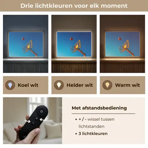 Basketbal -  Lucht - Ring Light Box met batterij (Wandlamp) middel -USP_lichtkleurNL