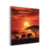 Savanne - Olifanten - Zonsondergang aluminium wit klein -3d