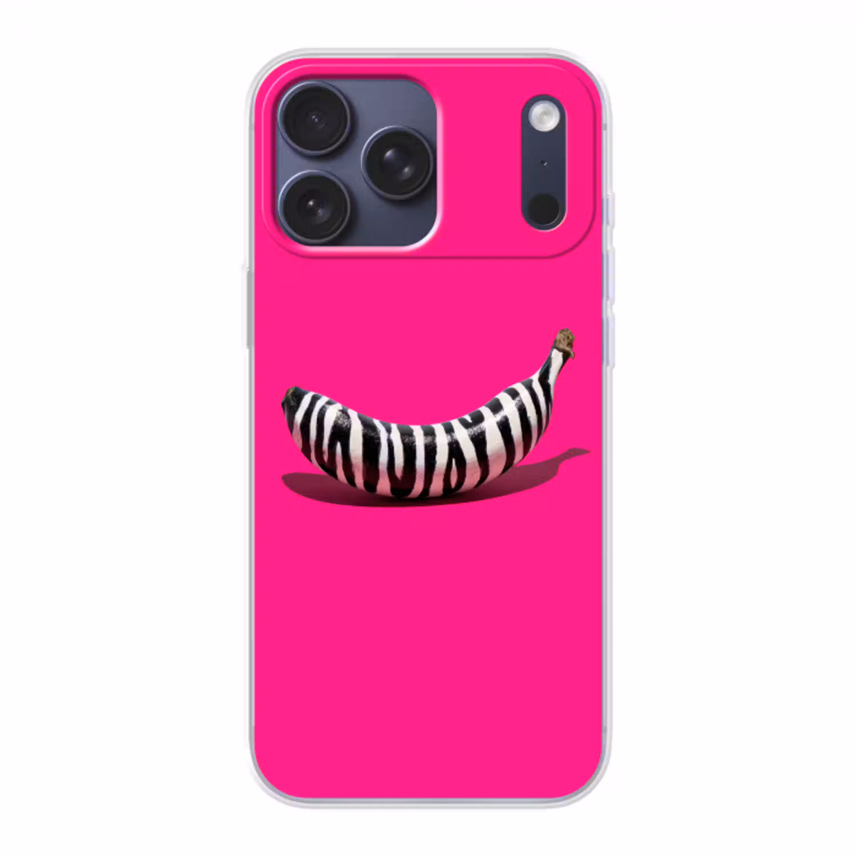 Banaan - Zebraprint - Roze Telefoonhoesje iPhone 17 Pro Max klein -3d