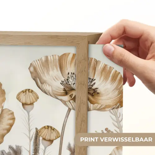 Bloemen - Beige - Natuur - Illustratie Light Box met batterij (Wandlamp) middel -USP_websiteprintNL