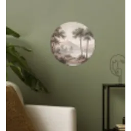 Bomen - Meer - Bergen - Illustratie Wandcirkel behangsticker klein -sfeer2