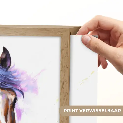Paard - Dieren - Meiden - Paars - Bruin Light Box met batterij (Wandlamp kind) middel -USP_websiteprintNL