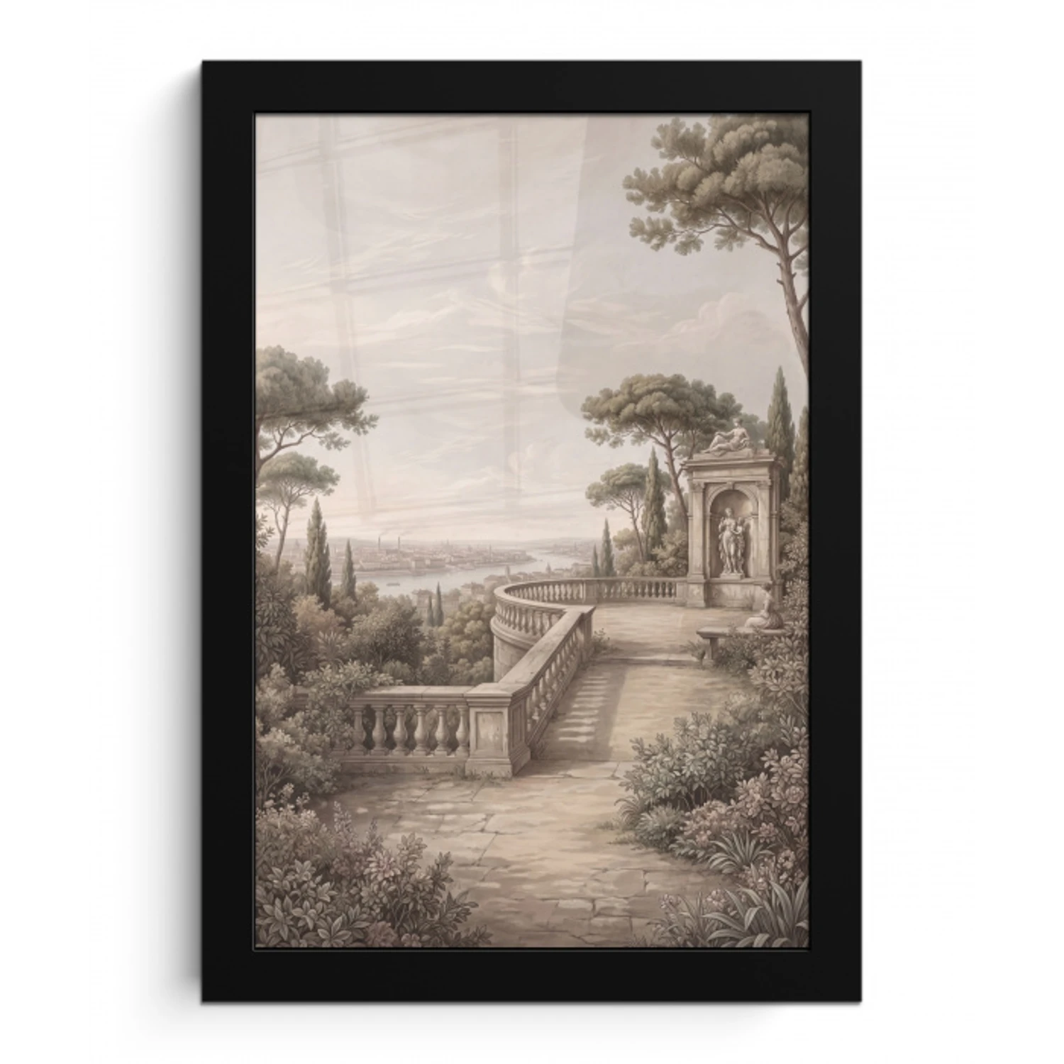 Terras - Stad - Uitzicht - Rivier fotolijst zwart zonder passe partout klein -3d