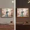 Pauw - Vogels - Bloemen - Boom - Botanisch Light Box met batterij (Wandlamp) middel -sfeer3