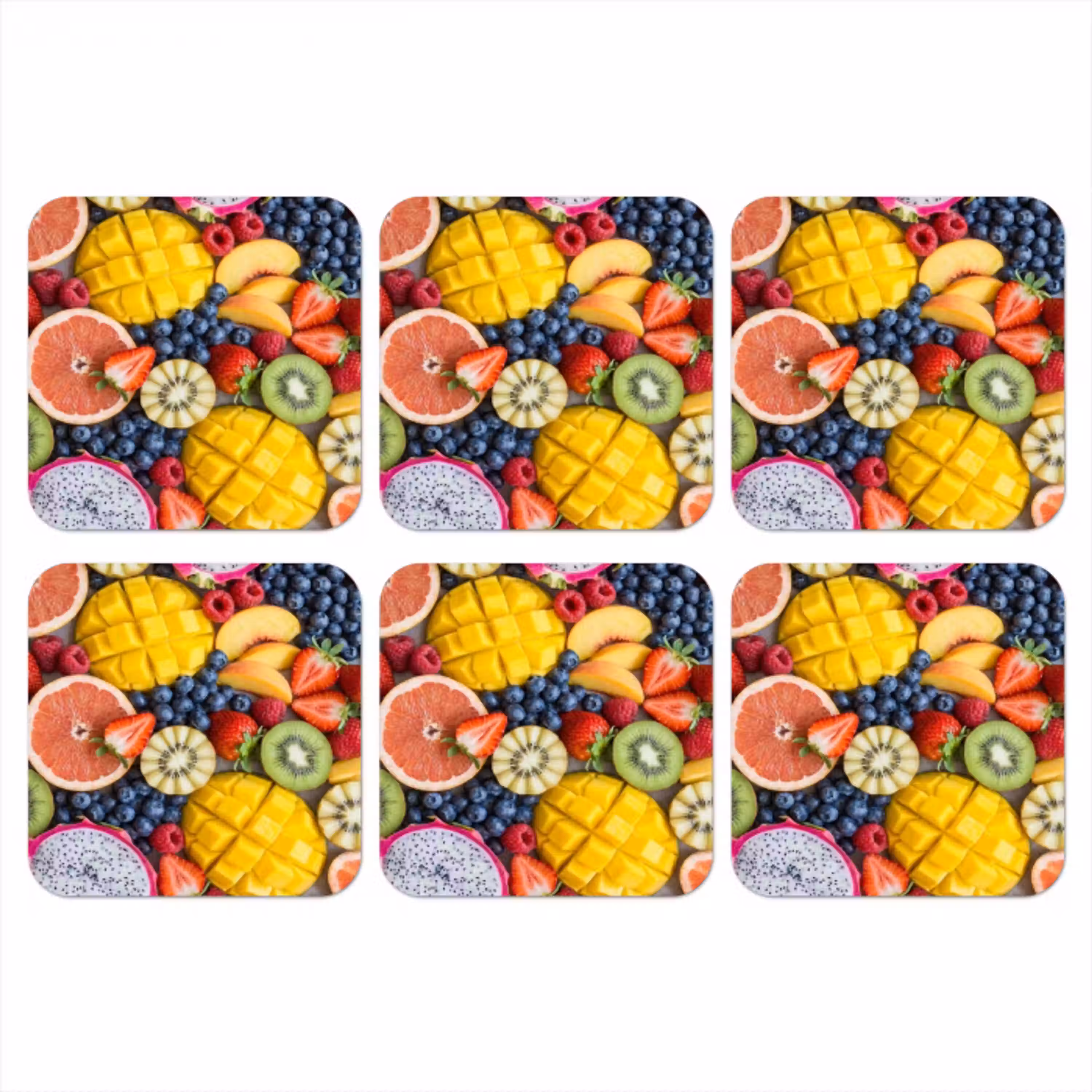Fruit - Versneden - Kleurrijk - Eten - Gezond onderzetter kurk middel -3d