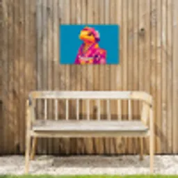 Bloemenkrans - Hagedis - Kimono - Paars Tuinposter op houten frame 2 cm dik klein -sfeer4