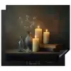 Kaarsen - Stilleven - Rustiek - Boeken Inductie beschermer vinyl 3mm middel -3d