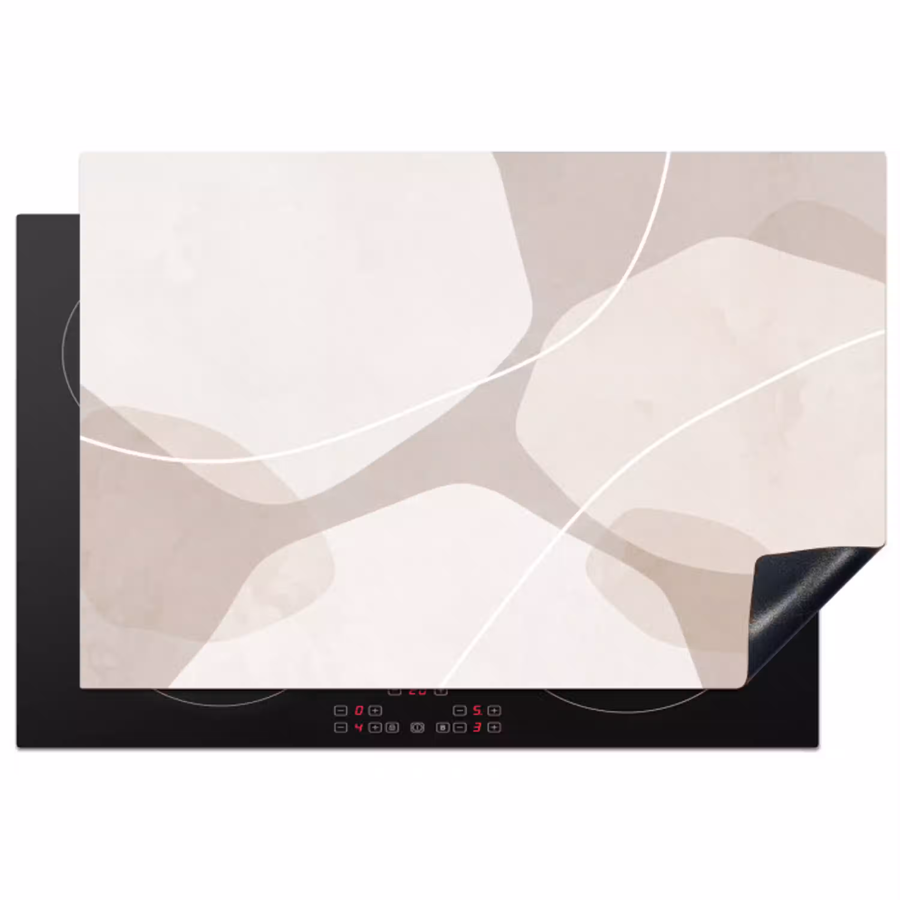 Abstract - Vormen - Beige Inductie beschermer vinyl 3mm klein -3d
