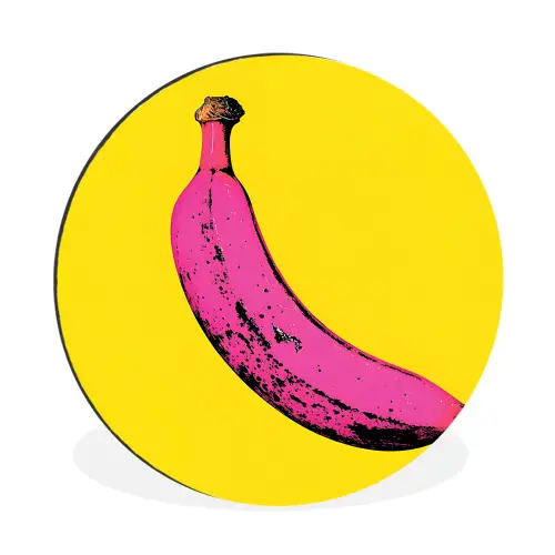 Banaan - Grafisch - Geel Wandcirkel aluminium klein -3d