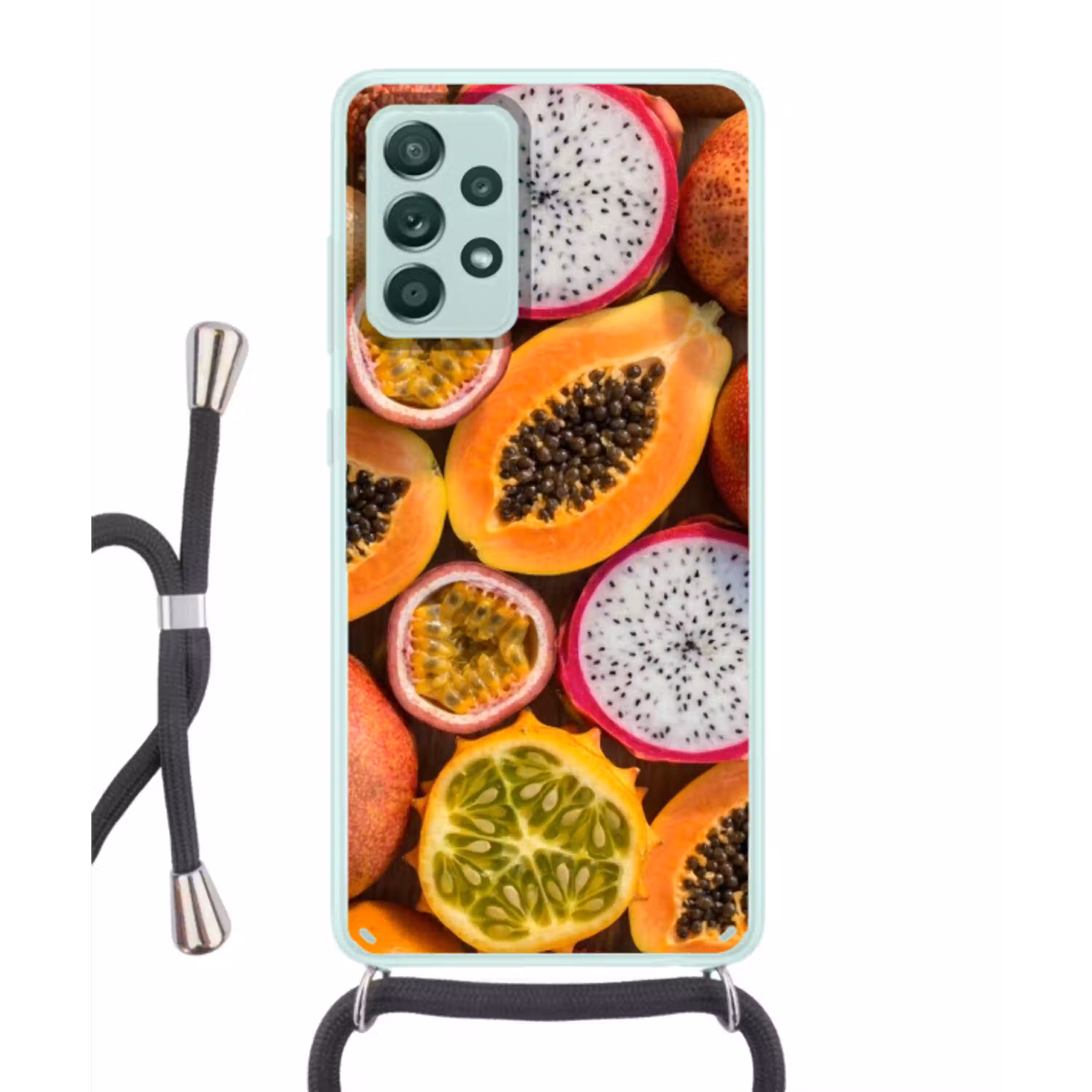 Fruit - Geopend - Tropisch - Eten - Kleurrijk Hoesje Samsung Galaxy A52 met koord klein -3d