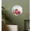 Auto - Rood - Cadeaus - Winter - Sneeuw - Kerst Wandcirkel behangsticker klein -sfeer2