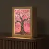 Boom - Levensboom - Roze - Goud Light Box met kabel (Tafellamp) klein -z3d_website