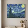 Sterrennacht - Schilderij - Oude meesters - Vincent van Gogh Textielframe zwart klein -sfeer2