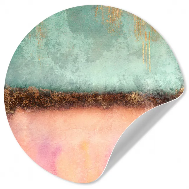 Goud - Verf - Abstract - Groen - Roze Wandcirkel behangsticker klein -3d