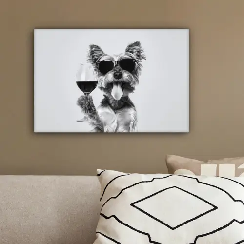 Hondje - Wijnglas - Zonnebril - Enthousiast canvas 2cm klein -sfeer3