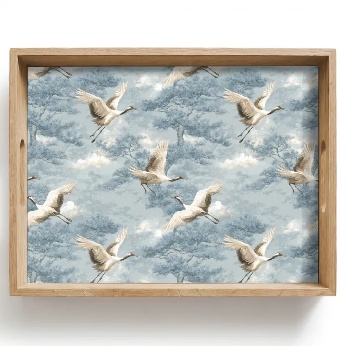 Wolken - Kraanvogels - Blauw Dienblad Rechthoek middel 911 -z3d_shopping
