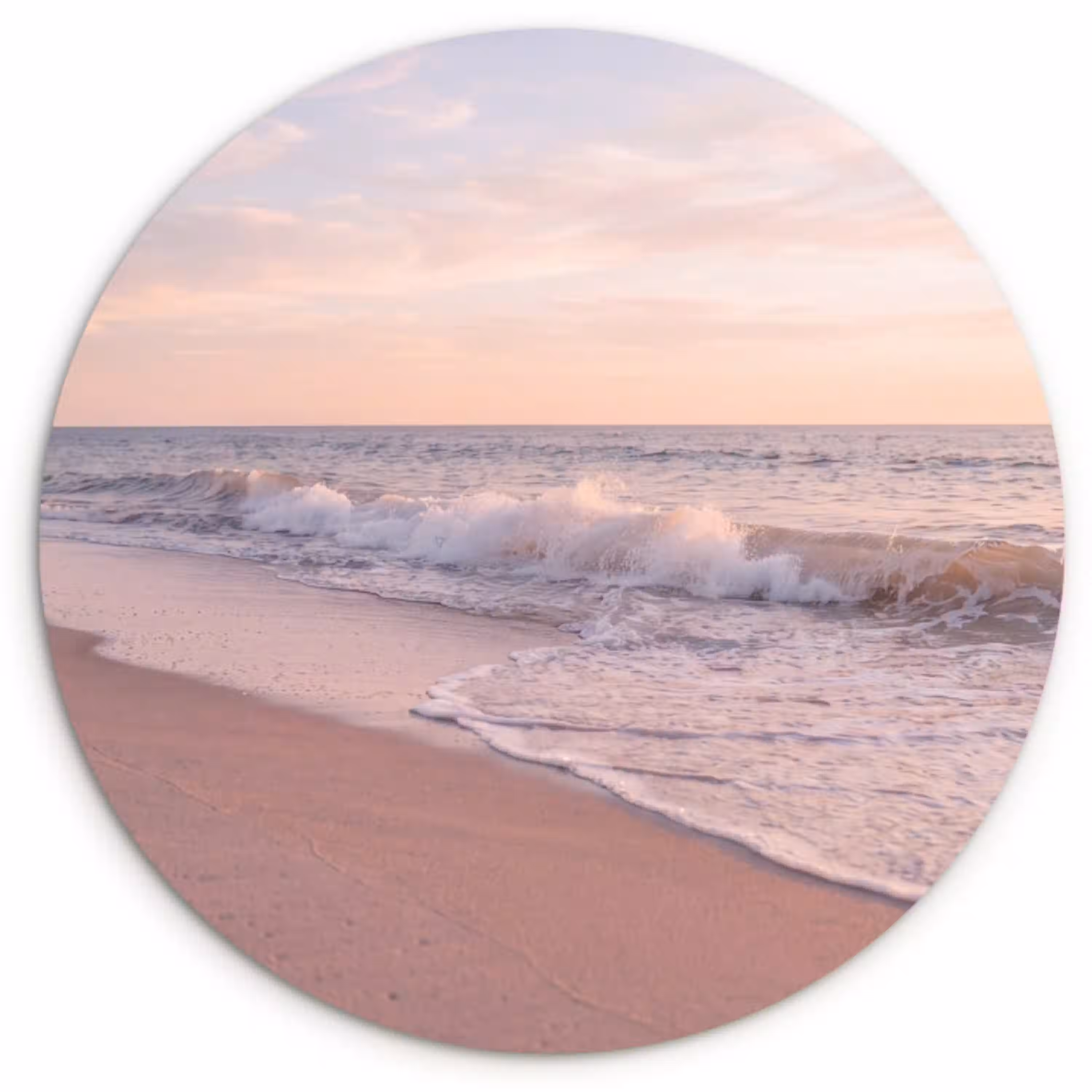 Strand - Zee - Golven - Natuur - Zonsondergang Wandcirkel kunststof plaat 5mm dik klein -3d