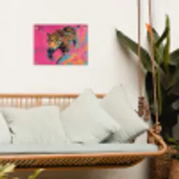 Luipaard - Roze - Oranje - Blauw - Verf tuinposter los doek klein -sfeer7