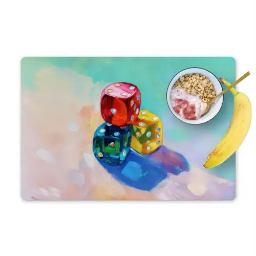 Dobbelstenen - Kleurrijk - Getallen - Stipjes Placemat vinyl groot -zzzproduct_Kitchenyeah-website