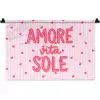 Amore vita sole - Roze - Hartjes Wandkleed katoen klein -zz3d