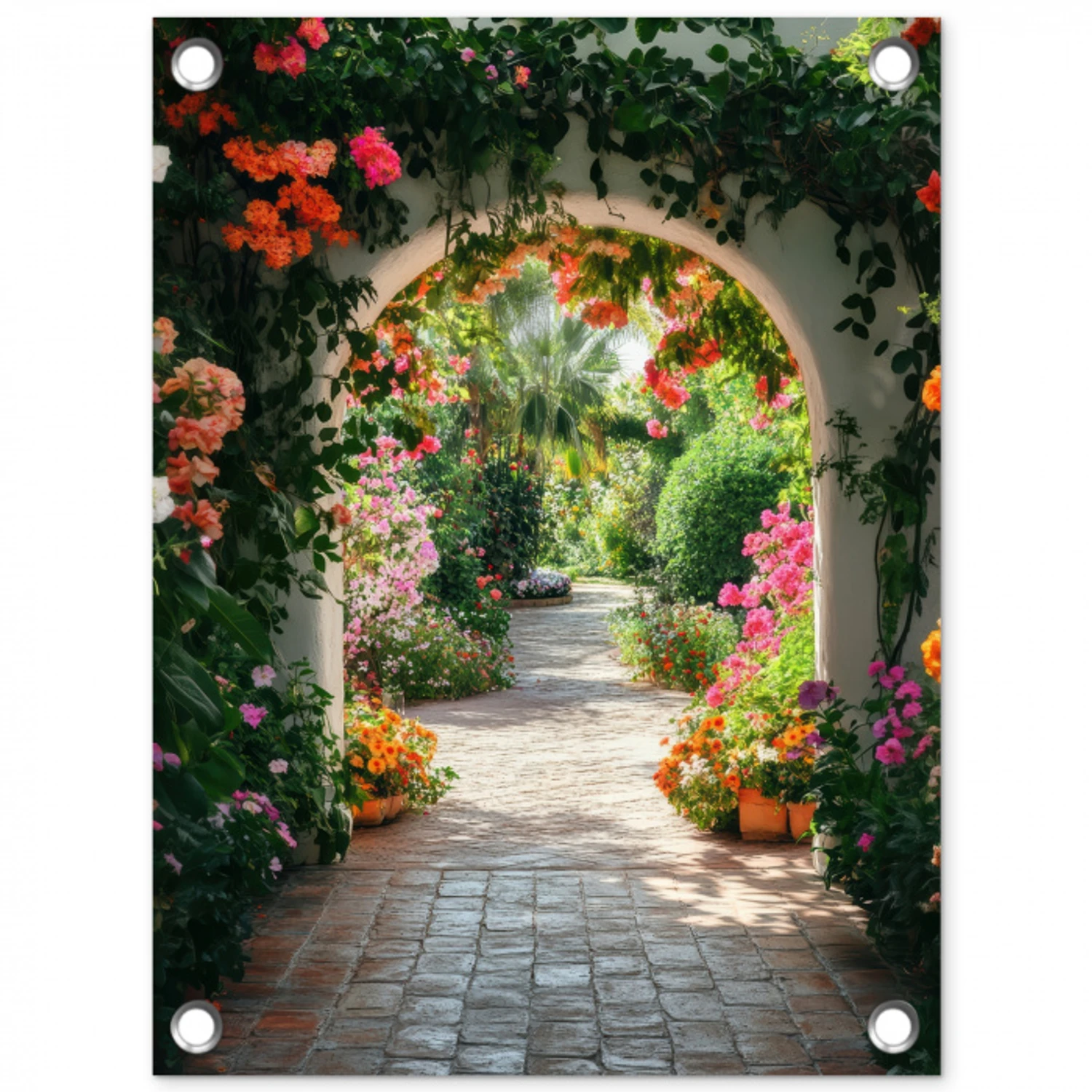 Doorkijk - Bloemen - Natuur - Bloementuin tuinposter los doek klein -3d