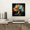 Boom - Kleurrijk - Bloemen - Zwart aluminium wit klein -sfeer1