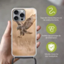 Buizerd - Roofvogel - Natuur - Bruin Hoesje iPhone 16 Pro Max met koord klein -sfeer2_DE