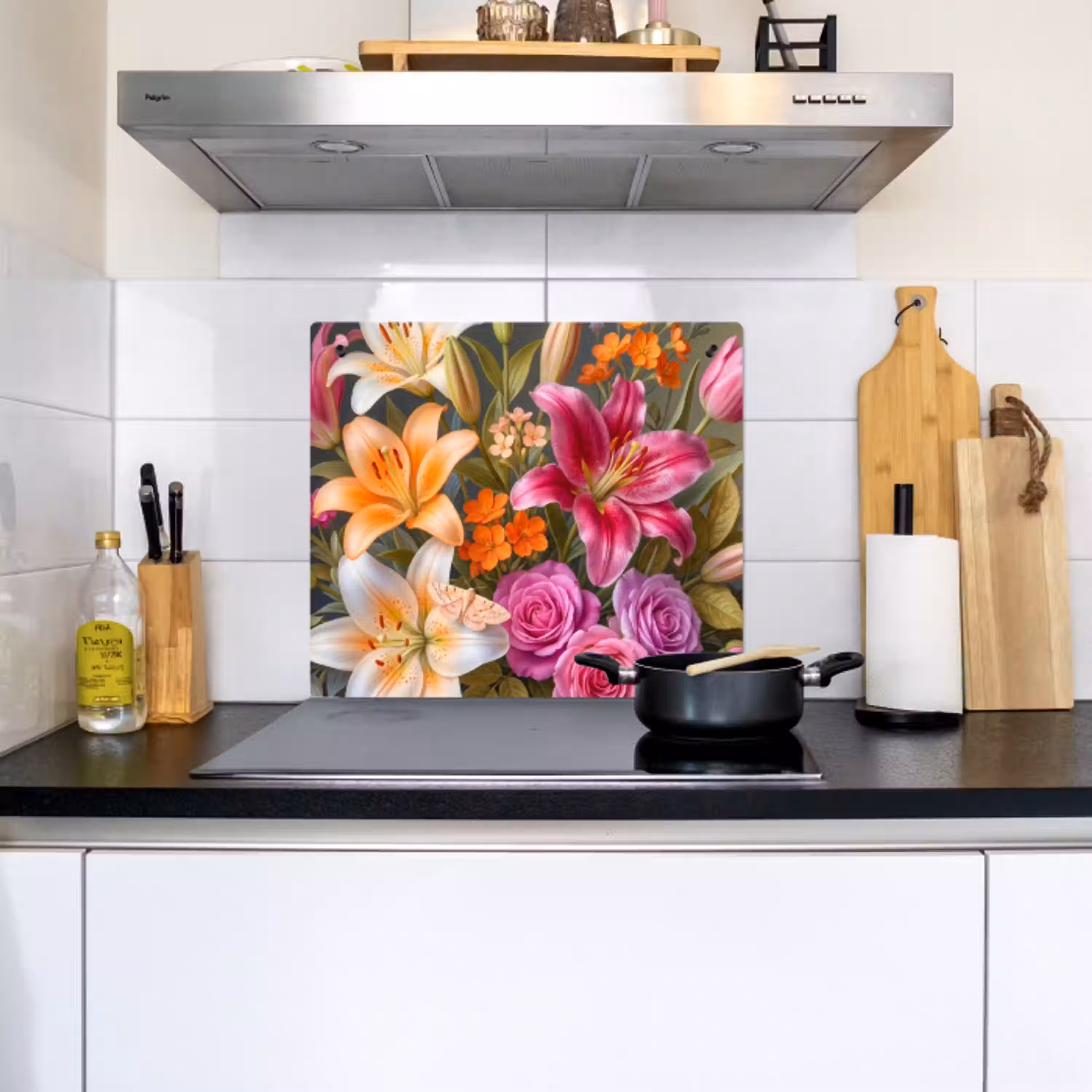Bloemen - Boeket - Natuur - Kleurrijk - Modern Inductie beschemer met haakjes middel -sfeer2