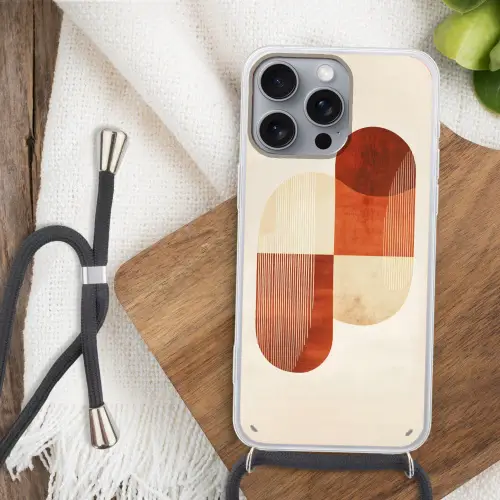 Bogen - Beige - Vormen Hoesje iPhone 16 Pro Max met koord klein -sfeer4