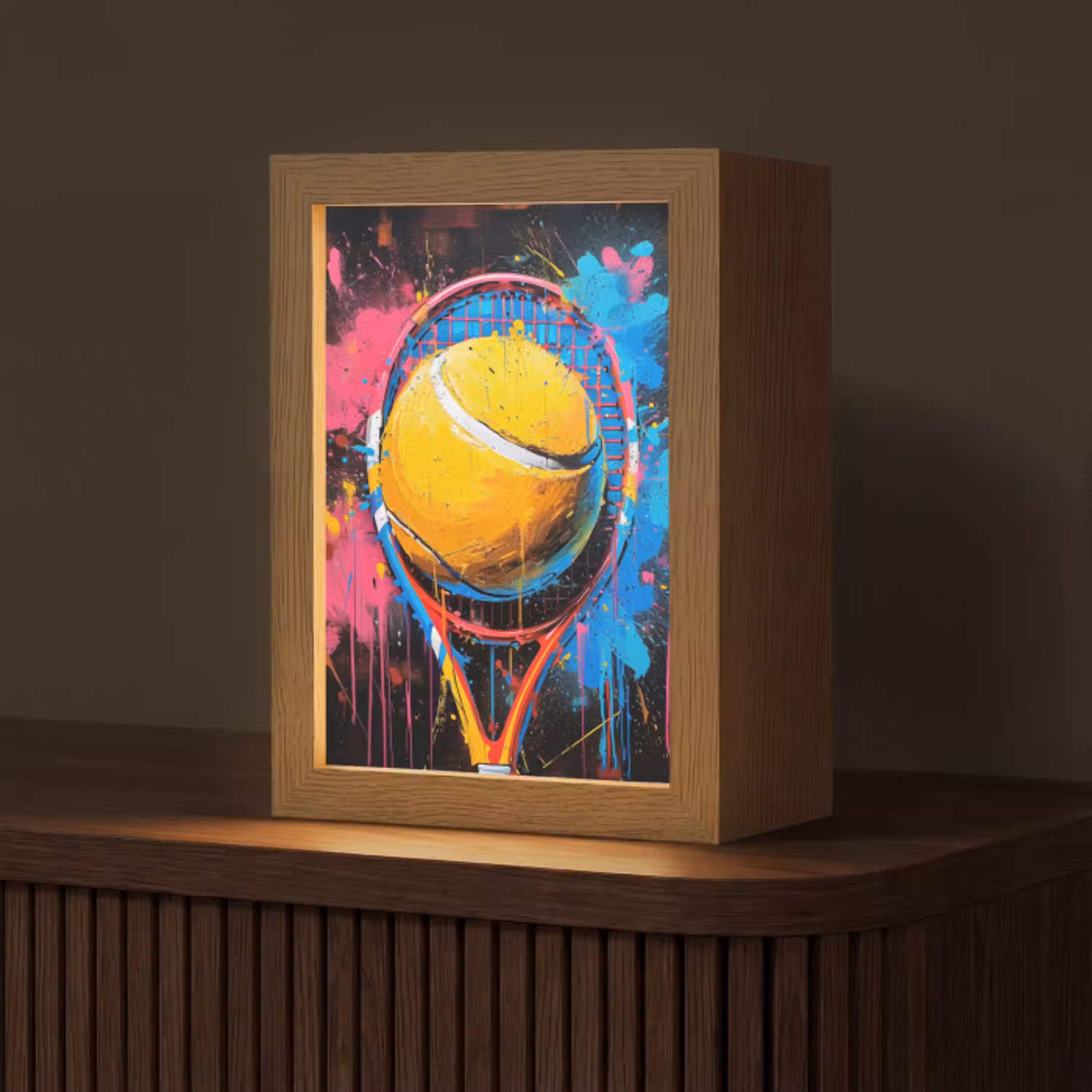 Graffiti - Tennis - Sport - Racket Light Box met kabel (Tafellamp) klein -z3d_website