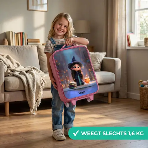 Kleine tovernares in bibliotheek Kinderkoffer - Roze klein -sfeer2_NL