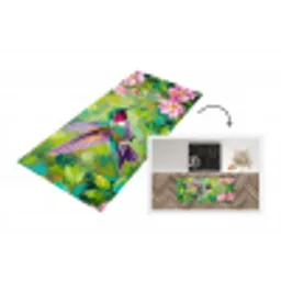 Kolibrie - Bloemen - Natuur - Kleurrijk Keukenloper - keukenmat middel -3d