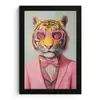 Tijger - Strik - Jasje - Roze fotolijst zwart zonder passe partout klein -3d