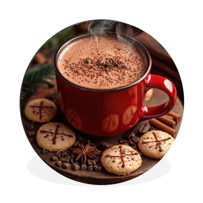 Chocolademelk - Mok - Winter - Kerst - Gezelligheid Wandcirkel aluminium klein -3d
