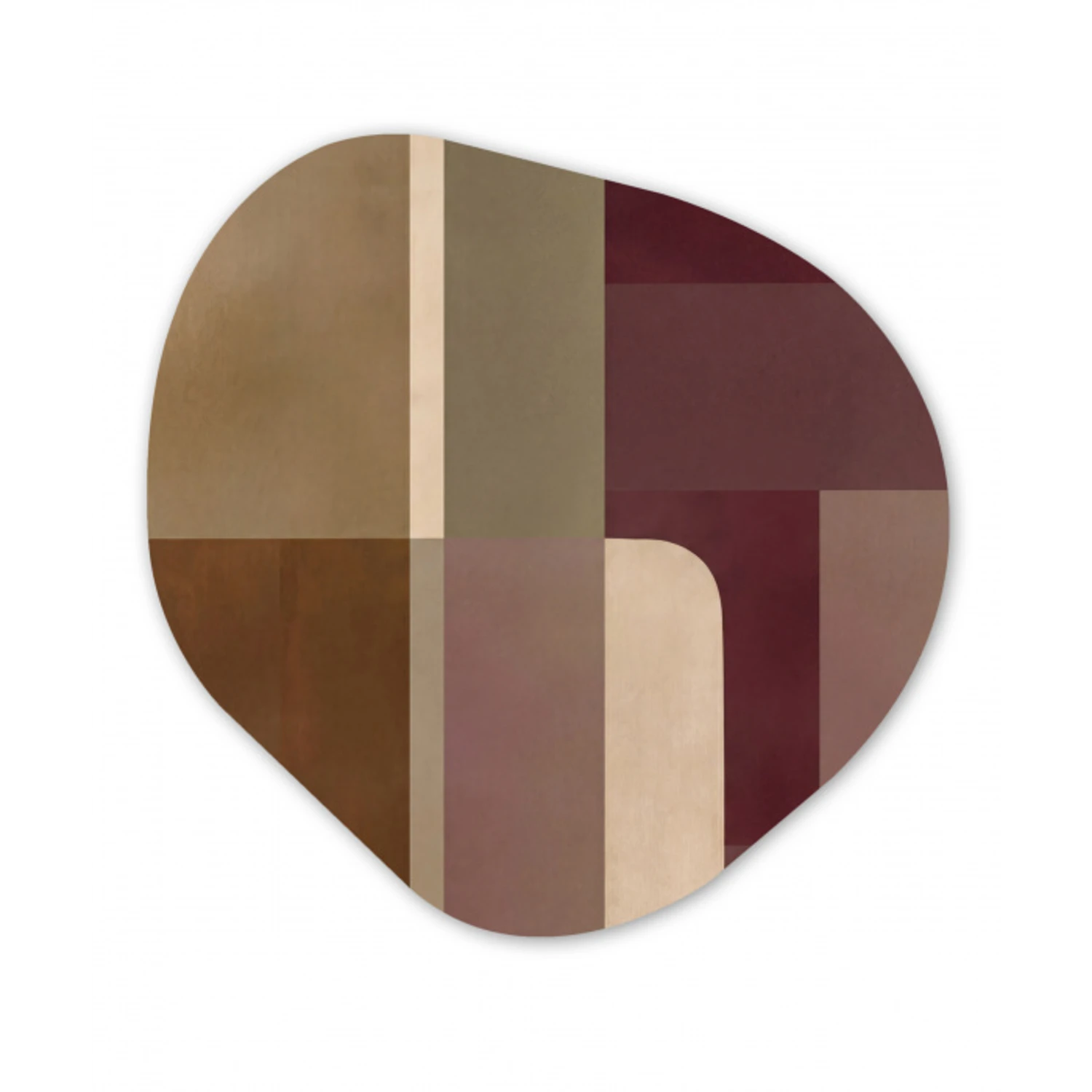 Vlakken - Abstract - Bordeaux - Lijnen Wandcirkel Organisch Forex 3mm klein -3d