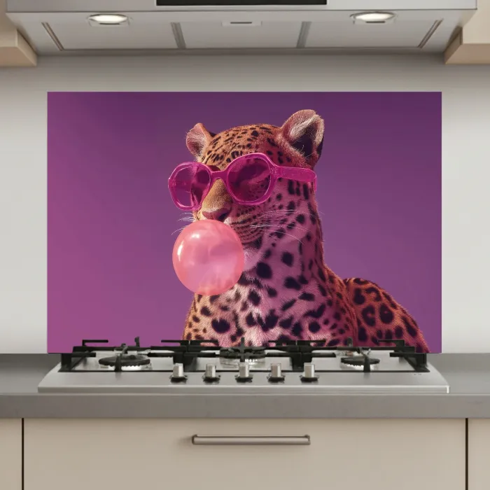 Panter - Zonnebril - Kauwgombel - Roze keuken achterwand spatscherm klein -3d_website