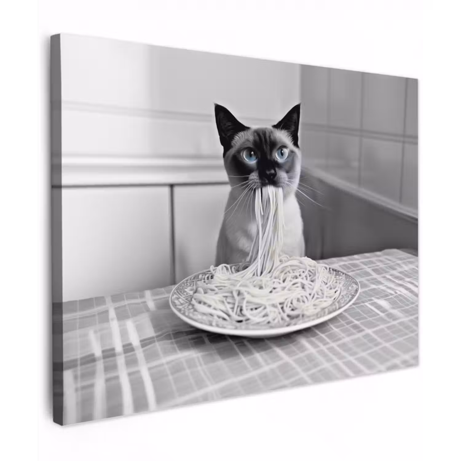 Leinwandbild - Katze - Siamese - Schwarz und weiß - Niedlich - Tiere