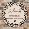 Beige luipaardprint - Sierlijk Naambord Rond klein -sfeer2