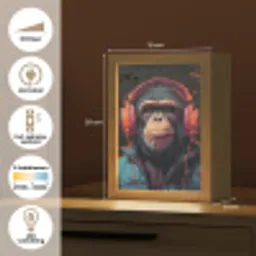 Graffiti - Chimpansee - Koptelefoon - Aap Light Box met kabel (Tafellamp) klein -USP_NL