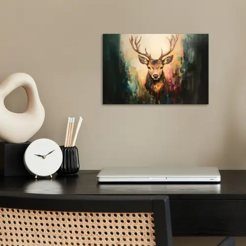 Hert - Geverfd - Gewei - Bruin poster papier klein -sfeer1