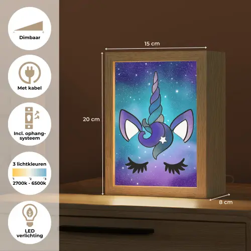 Eenhoorn - Sterrenhemel - Ster - Blauw Light Box met kabel klein -USP_NL