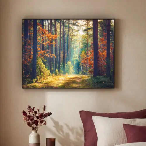 Bos - Zon - Natuur - Herfst Textielframe - compleet frame klein -sfeer1