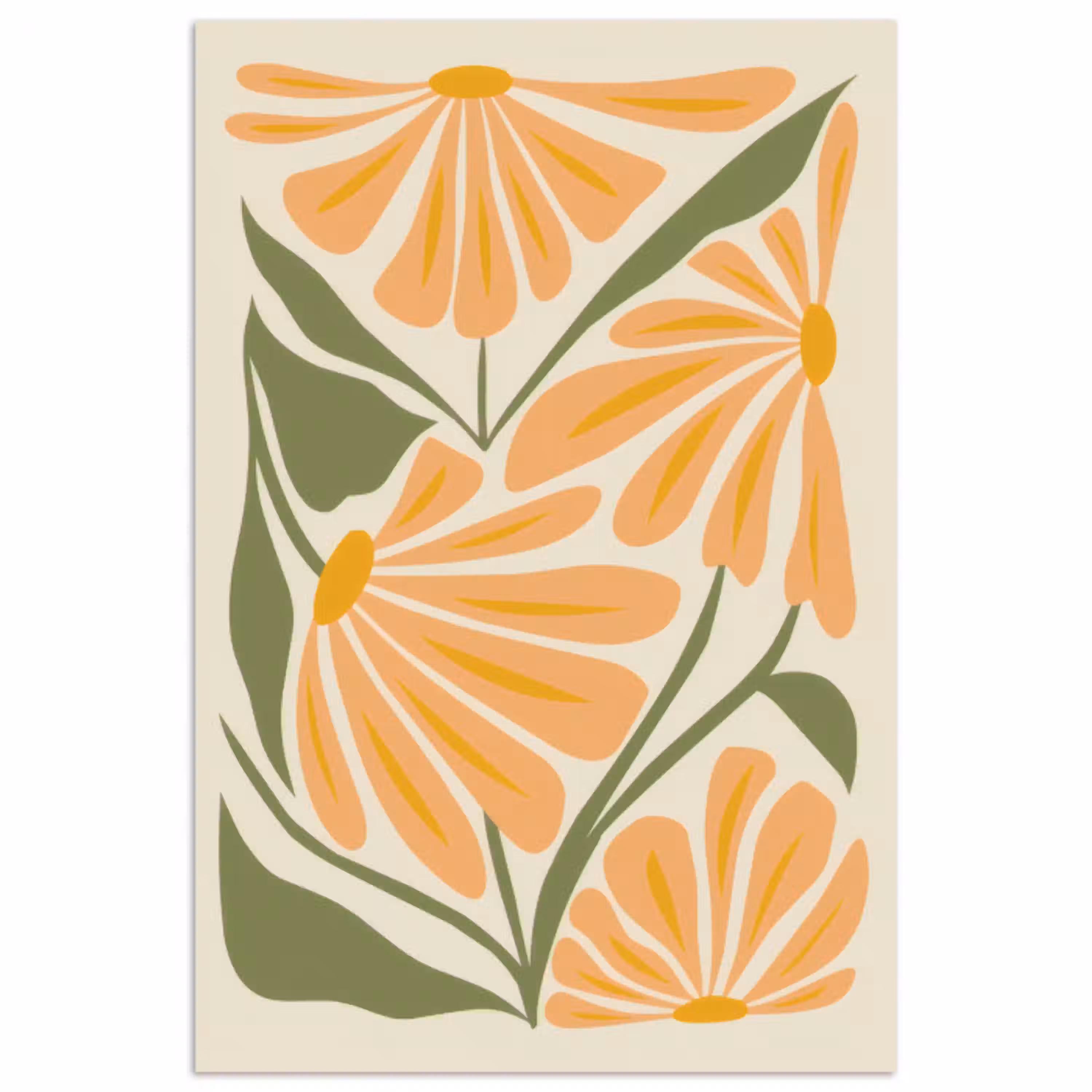 Blaadjes - Zachtoranje - Bloemen poster papier klein -3d