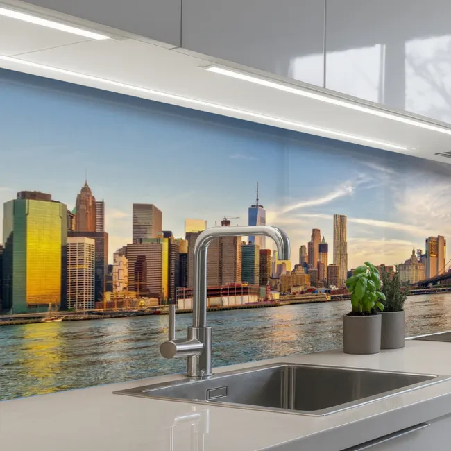 Skyline - New York - Brug - Wolkenkrabbers keuken achterwand 2 middel -3d_schuin