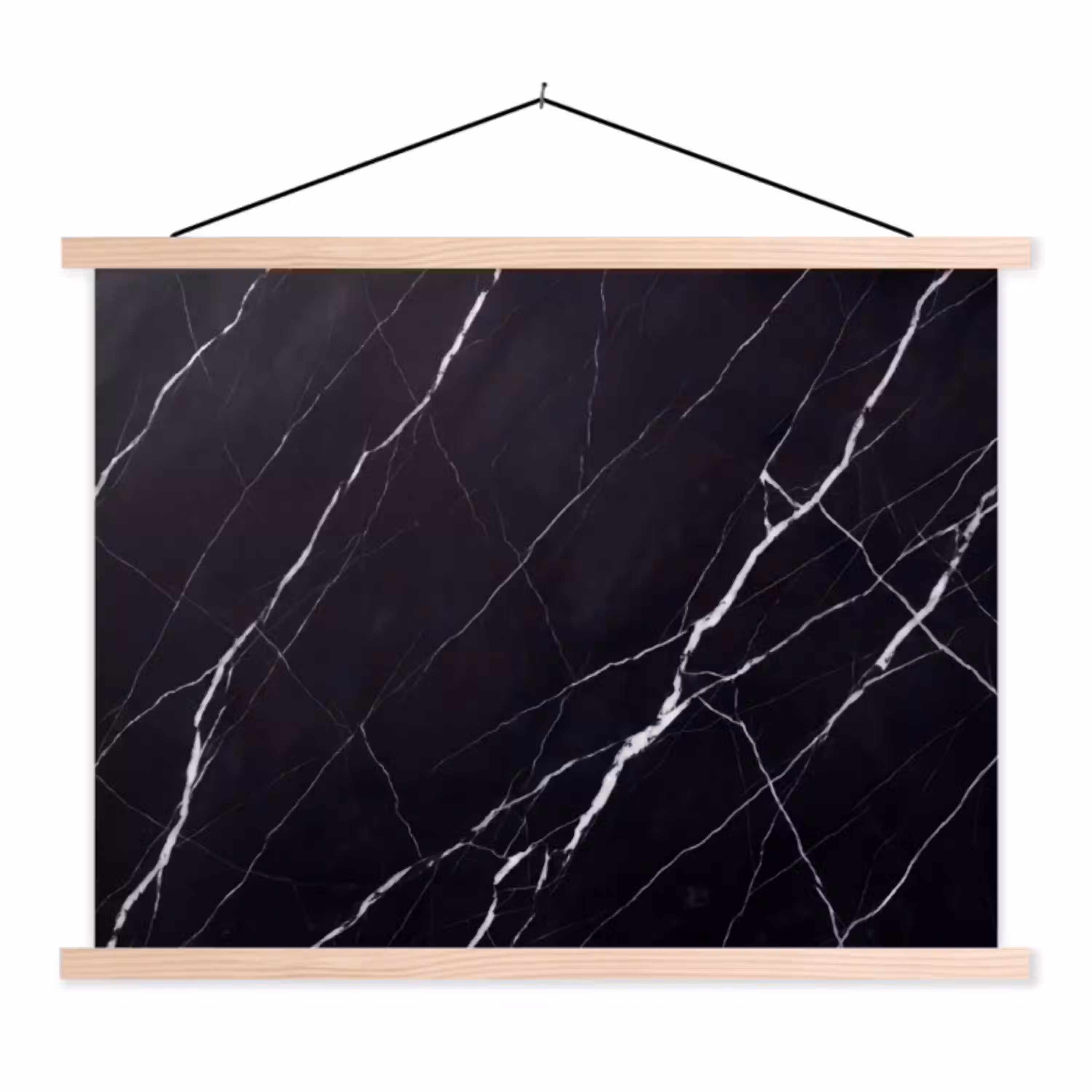 Marmer - Patroon - Abstract - Modern - Zwart textielposter latten blank klein -3d