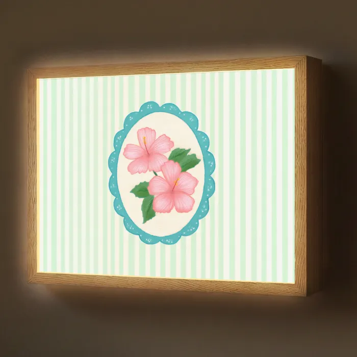 Bloemen - Ovaal - Strepen - Groen Light Box met batterij (Wandlamp) middel -z3d_website