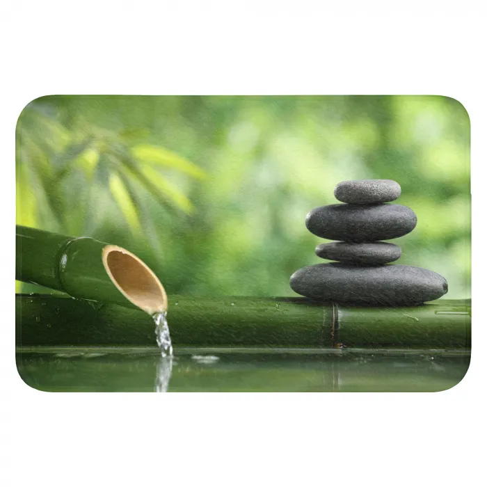 Zen - Stenen - Groen - Natuur - Bamboe WCmat klein -3d
