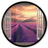 Doorkijk - Lavendel - Landschap - Bloemen - Paars Fotolijst rond zonder passe partout klein -3d