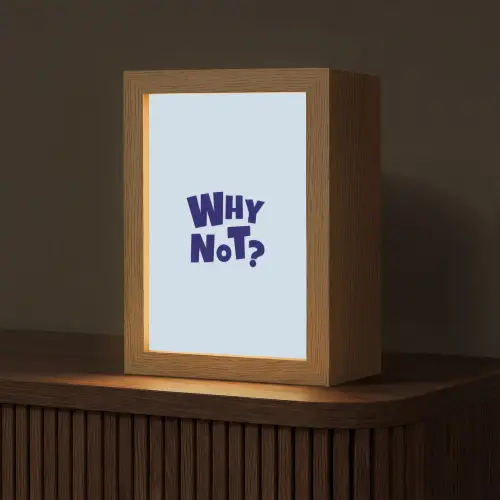 Why not - Blauw - Licht blauw - Quote Light Box met kabel (Tafellamp) klein -z3d_website